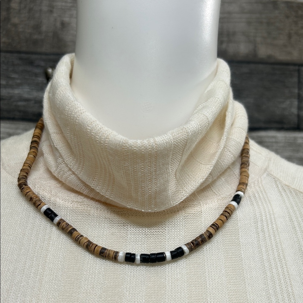 Vintage Heishi Coconut Bead Surfer Necklace